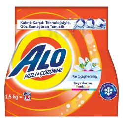 Alo 1,5 Kg Kar Çiçeği Ferahlığı Beyazlar ve Renkliler Aquapudra Toz Deterjan - Alo