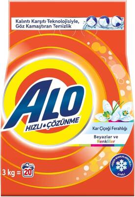 Alo 3 kg Kar Çiçeği Ferahlığı Beyazlar ve Renkliler Hızlı Çözülme Toz Deterjan - 1