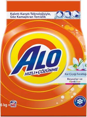Alo 6 kg Kar Çiçeği Ferahlğı Beyazlar ve Renkliler Hızlı Çözülme Toz Deterjan - 1