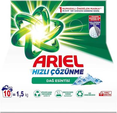 Ariel Dağ Esintisi 1, 5 Kg Hızlı Çözünme Toz Çamaşır Deterjanı - 1