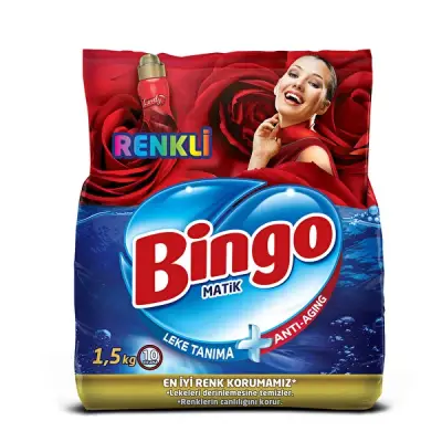 Bingo Matik Renkliler İçin Toz Deterjan 10 Yıkama 1500 gr - 1