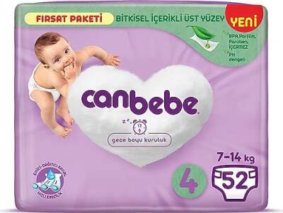 Canbebe Bebek Bezi  4 Numara Jumbo Paket 7–14 kg 52’li - 1