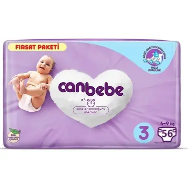 Canbebe Bebek Bezi  3 Numara Jumbo Paket 4 – 9 kg 56’lı - 1