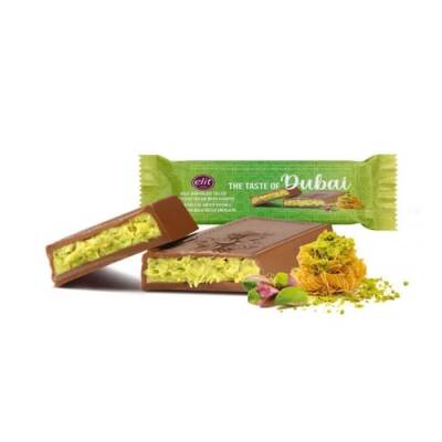 Elit Dubai Çikolatası Antep Fıstıklı Kadayıf Dolgulu Sütlü Çikolata 30 Gr - 1