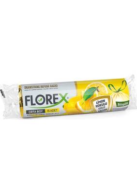 Florex Büzgülü Orta Boy Çöp Torbası Limon Kokulu (55X60cm) - 1