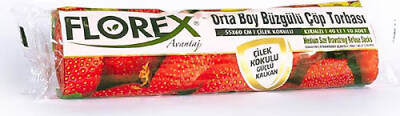 Florex Büzgülü Orta Boy Çöp Torbası Çilek Kokulu (55x60Cm) - 1