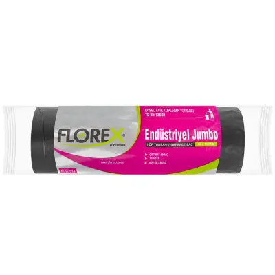 Florex Endüstriyel Çöp Torbası Jumbo Boy 80 cm x 110 cm Siyah 10'lu Paket - 1