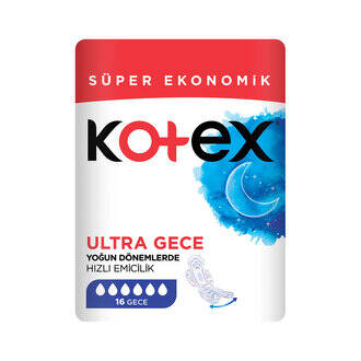 Kotex Hijyenik Ped Ultra Dry&Soft Gece 16Lı - 1