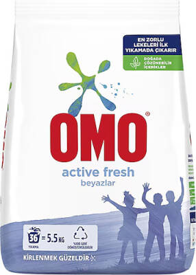 Omo Active Fresh Beyazlar İçin Toz Deterjanı 36 Yıkama 5.5 kg - 1