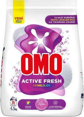 Omo Active Fresh Renkliler İçin Toz Deterjanı 36 Yıkama 5.5 kg - 1