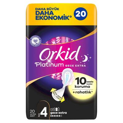 Orkid Hijyenik Ped Platinum Gece Ekstra Dörtlü 20'li - 1